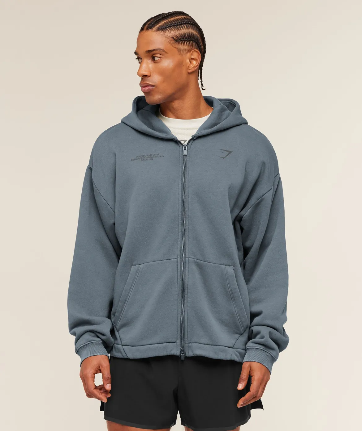 Conditioning Club Washed Zip Through Hoodie