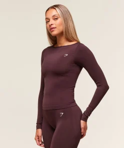 Everyday Seamless Wide Neck Long Sleeve Top