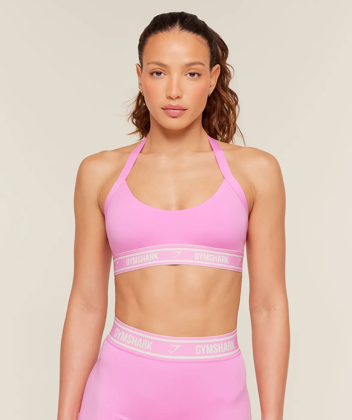 Light Support Halter Neck Logo Sports Bra