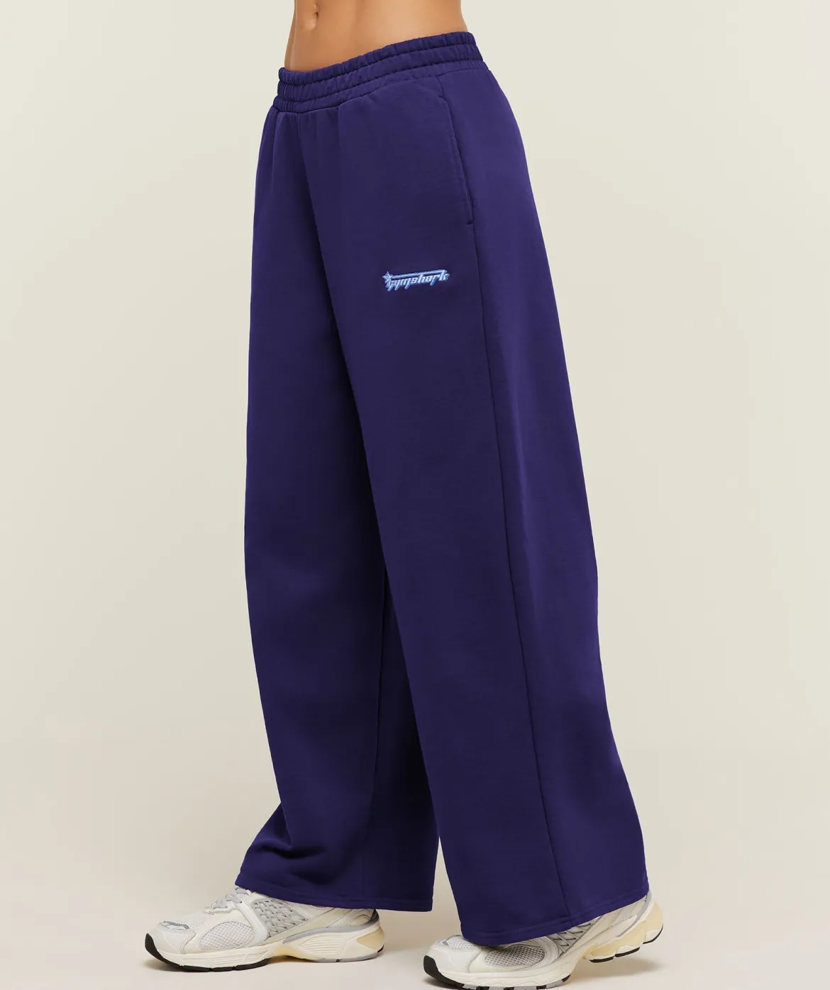 Script Embroidery Wide Leg Pants