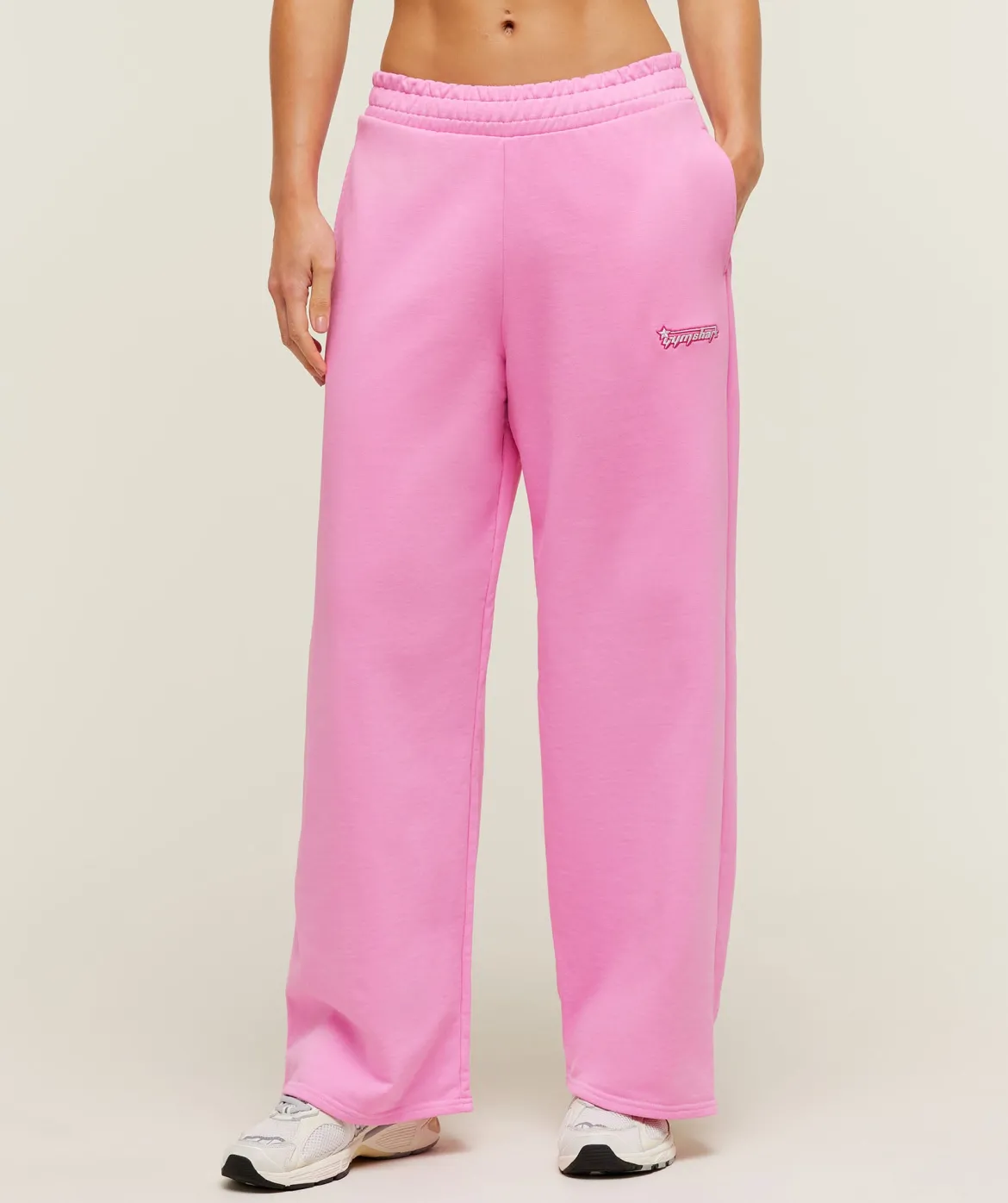 Script Embroidery Wide Leg Pants