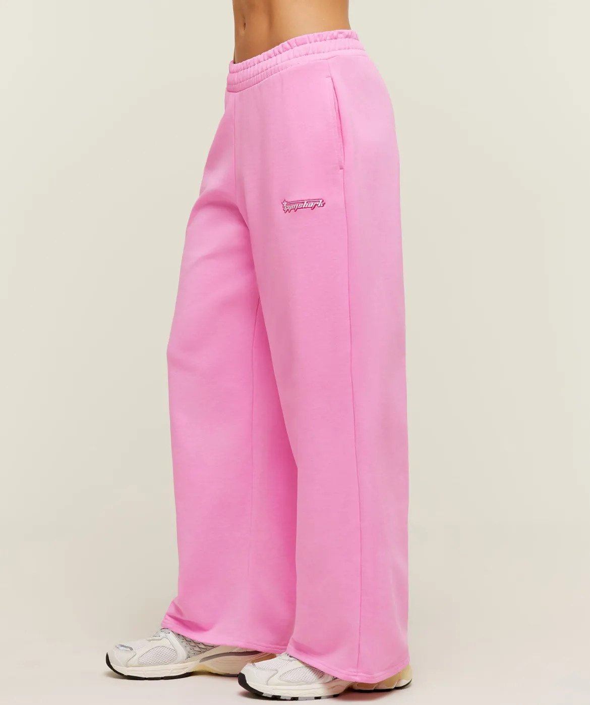 Script Embroidery Wide Leg Pants